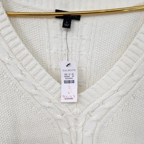 New‎ NWT Talbots White Oversized Sweater Poncho Vest Style Knit Large - Picture 5 of 7